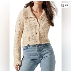 Astr the label scalloped collar cardigan